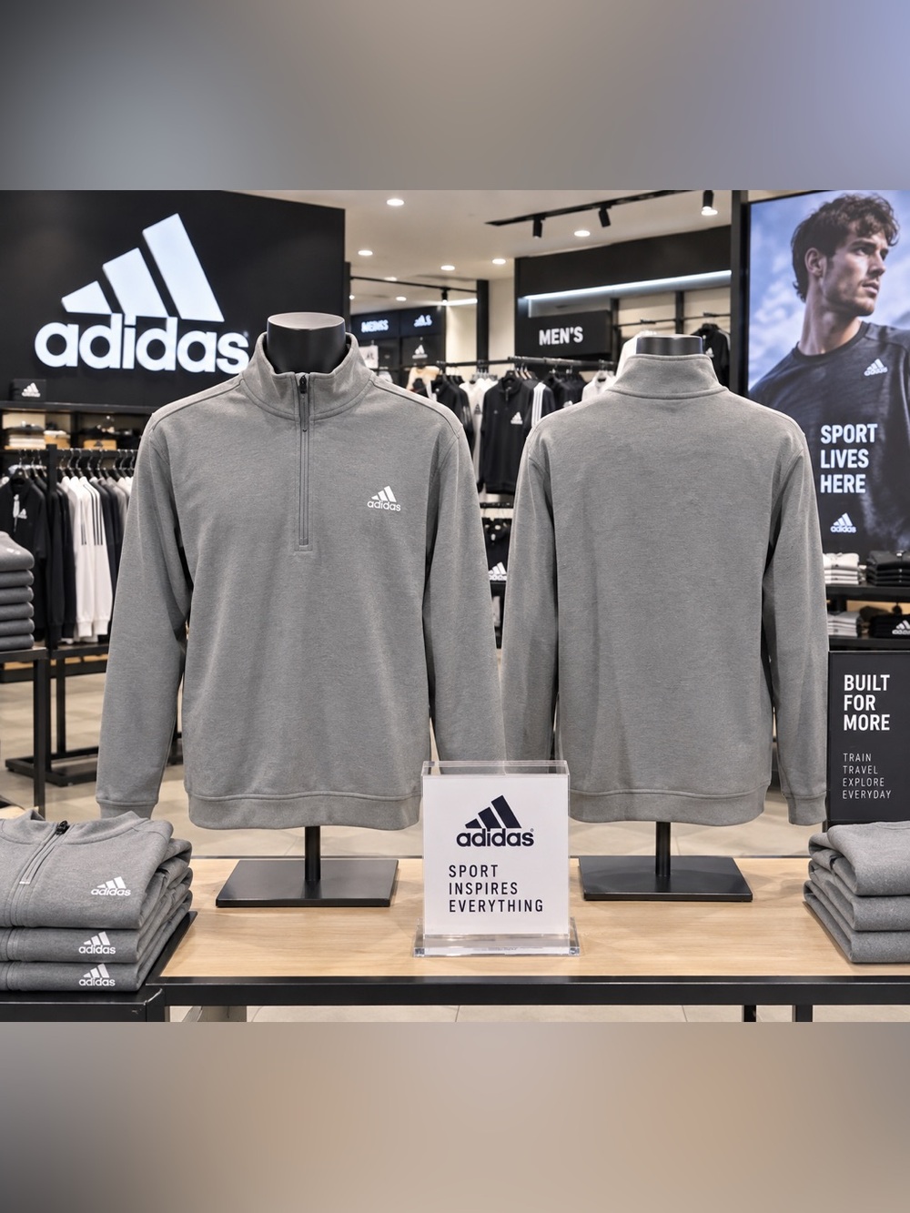 adidas Men’s Gray Half-Zip Fleece Pullover L